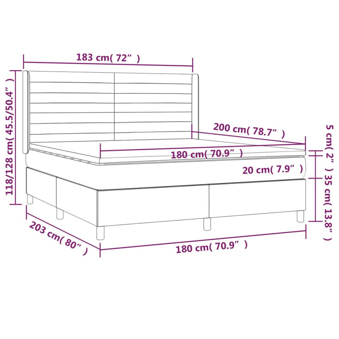 Pat box spring cu saltea, gri închis, 180x200 cm, textil - WALTI WALTI