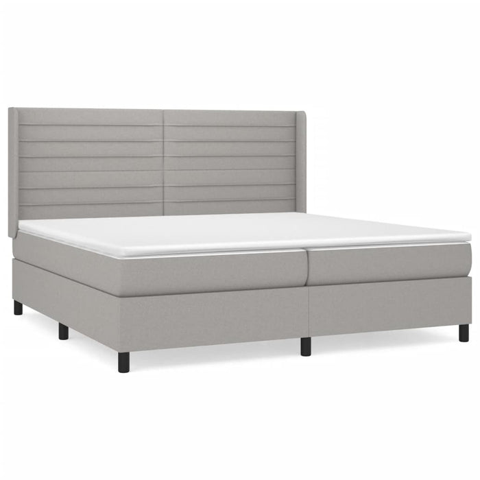 Pat box spring cu saltea, gri deschis, 200x200 cm, textil - WALTI WALTI