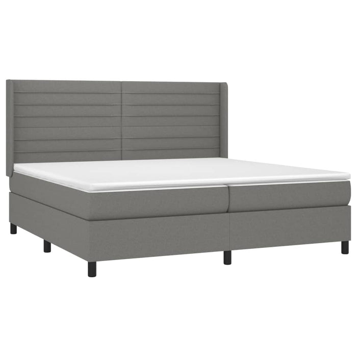 Pat box spring cu saltea, gri închis, 200x200 cm, textil - WALTI WALTI