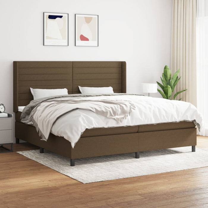 Pat box spring cu saltea, maro închis, 200x200 cm, textil - WALTI WALTI