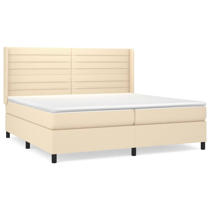 Pat box spring cu saltea, crem, 200x200 cm, textil - WALTI WALTI