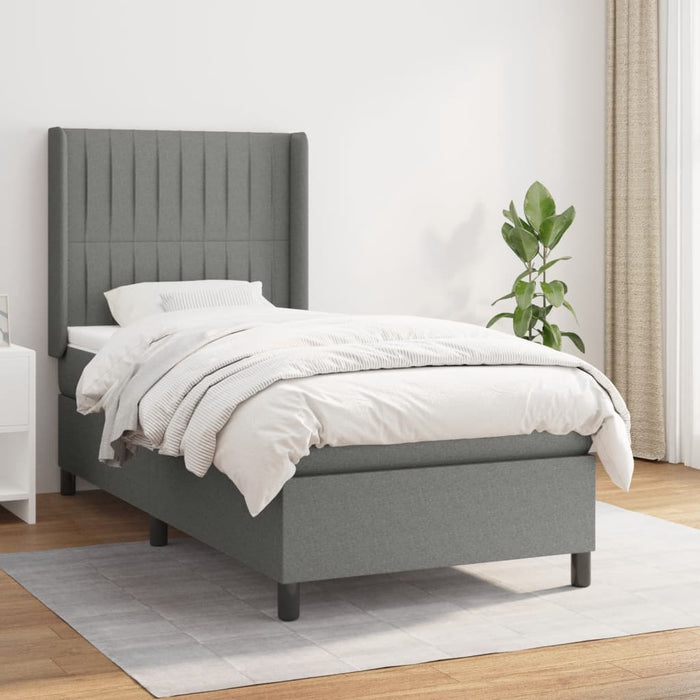 Pat box spring cu saltea, gri închis, 80x200 cm, textil - WALTI WALTI