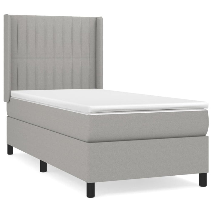 Pat box spring cu saltea, gri deschis, 90x190 cm, textil - WALTI WALTI