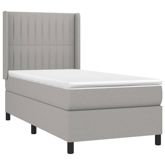 Pat box spring cu saltea, gri deschis, 90x200 cm, textil - WALTI WALTI