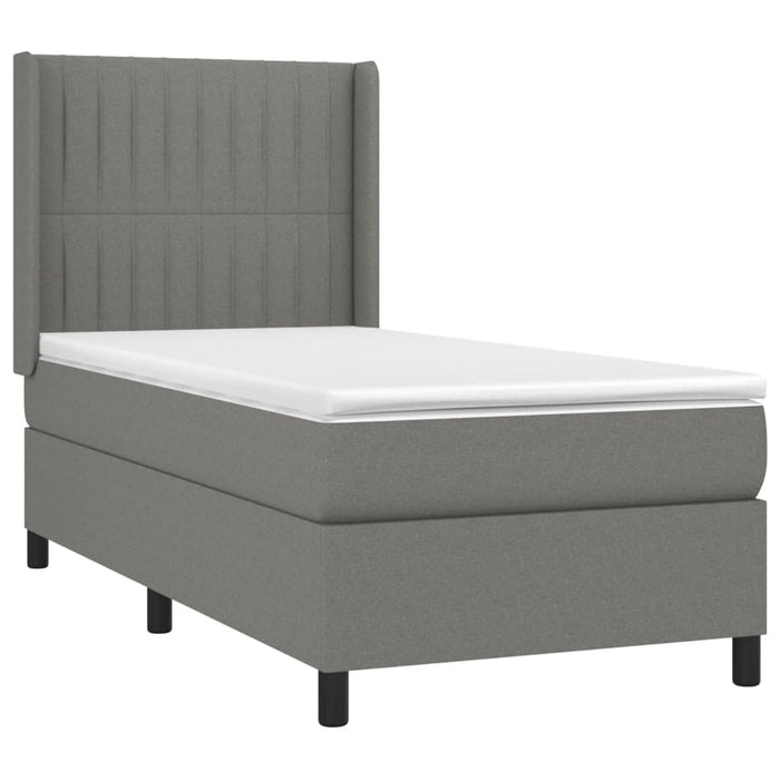 Pat box spring cu saltea, gri închis, 90x200 cm, textil - WALTI WALTI
