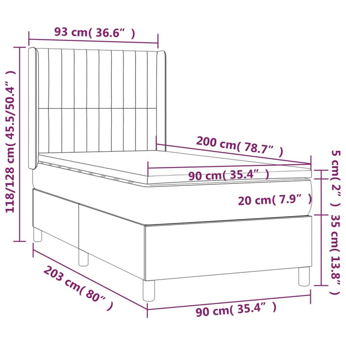 Pat box spring cu saltea, crem, 90x200 cm, textil - WALTI WALTI