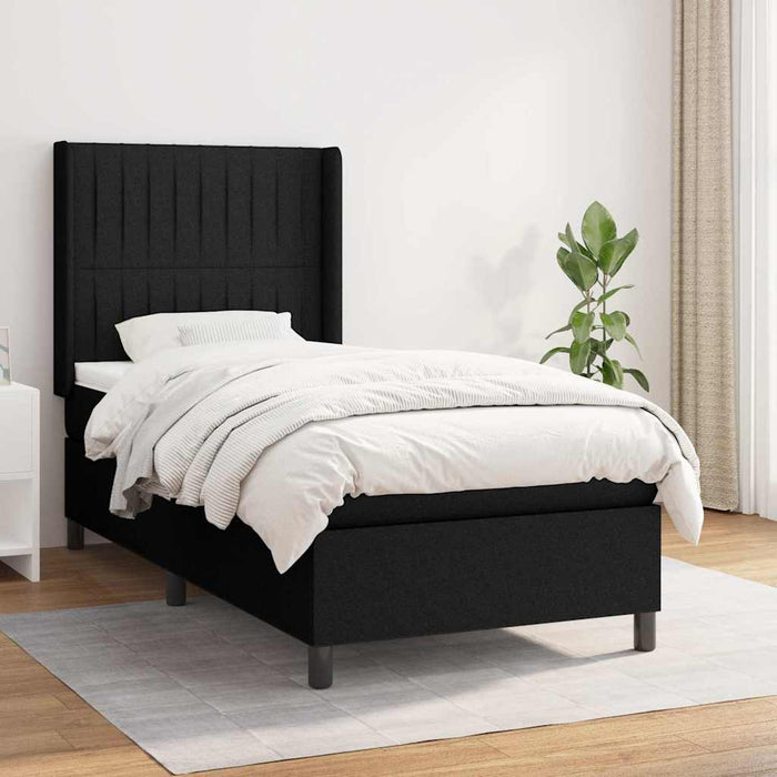 Pat box spring cu saltea, negru, 100x200 cm, textil - WALTI WALTI