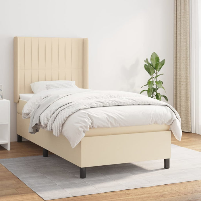 Pat box spring cu saltea, crem, 100x200 cm, textil - WALTI WALTI
