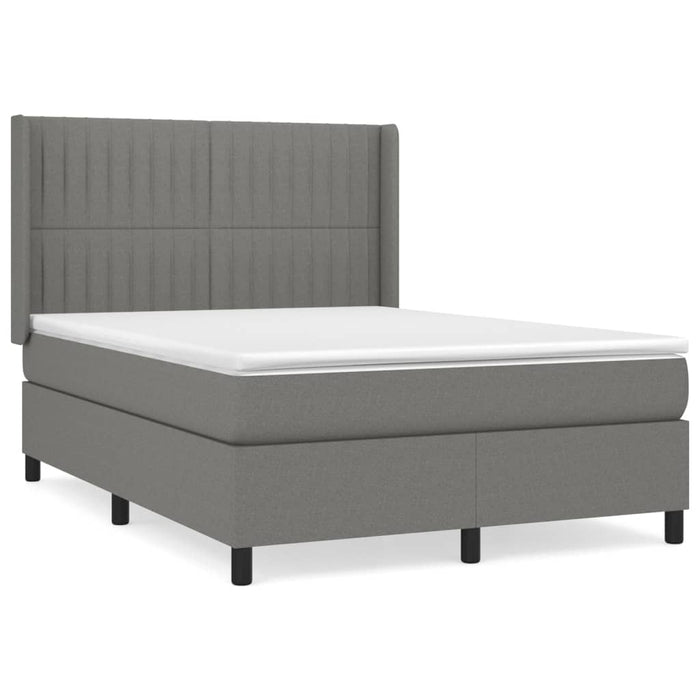 Pat box spring cu saltea, gri închis, 140x190 cm, textil - WALTI WALTI