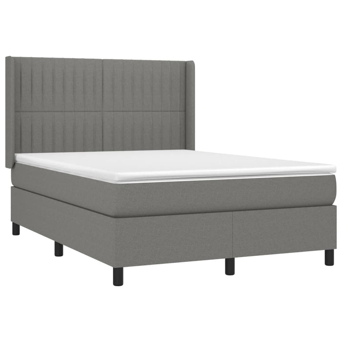 Pat box spring cu saltea, gri închis, 140x190 cm, textil - WALTI WALTI