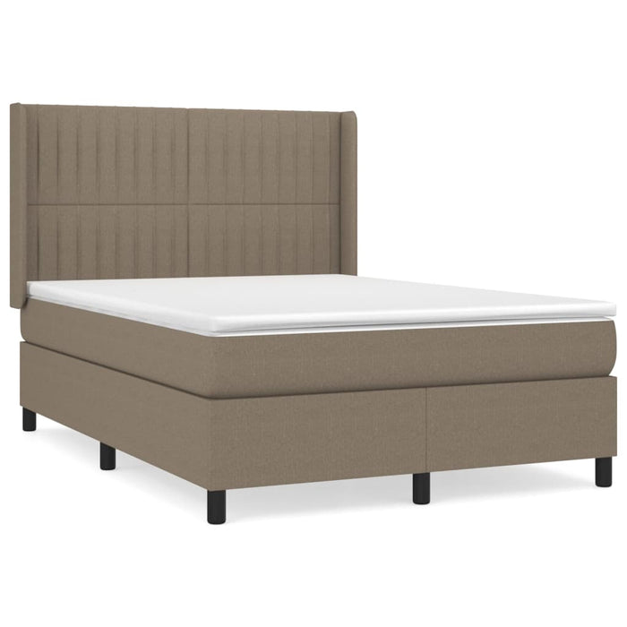 Pat box spring cu saltea, gri taupe, 140x200 cm, textil - WALTI WALTI