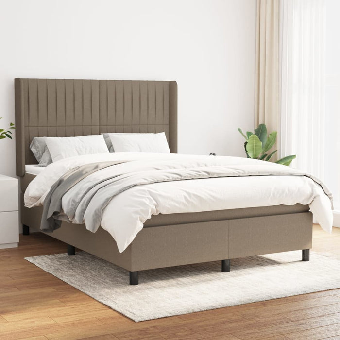 Pat box spring cu saltea, gri taupe, 140x200 cm, textil - WALTI WALTI