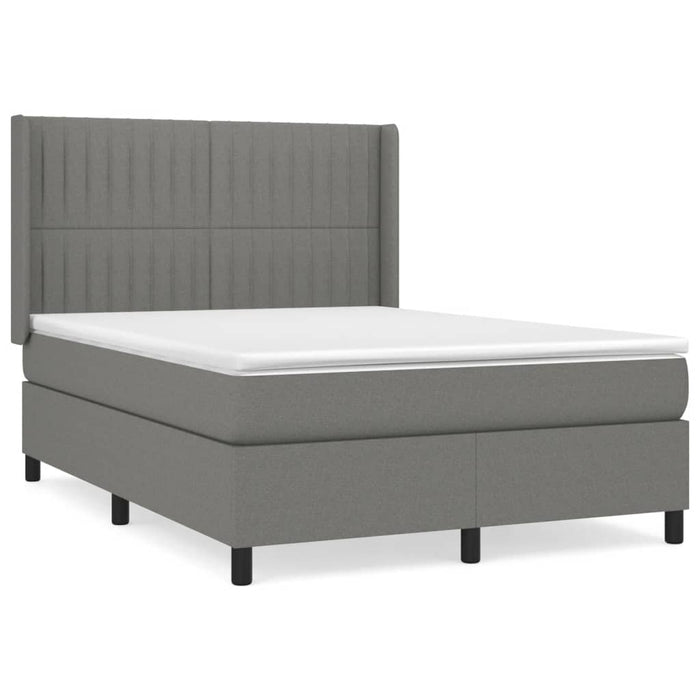 Pat box spring cu saltea, gri închis, 140x200 cm, textil - WALTI WALTI