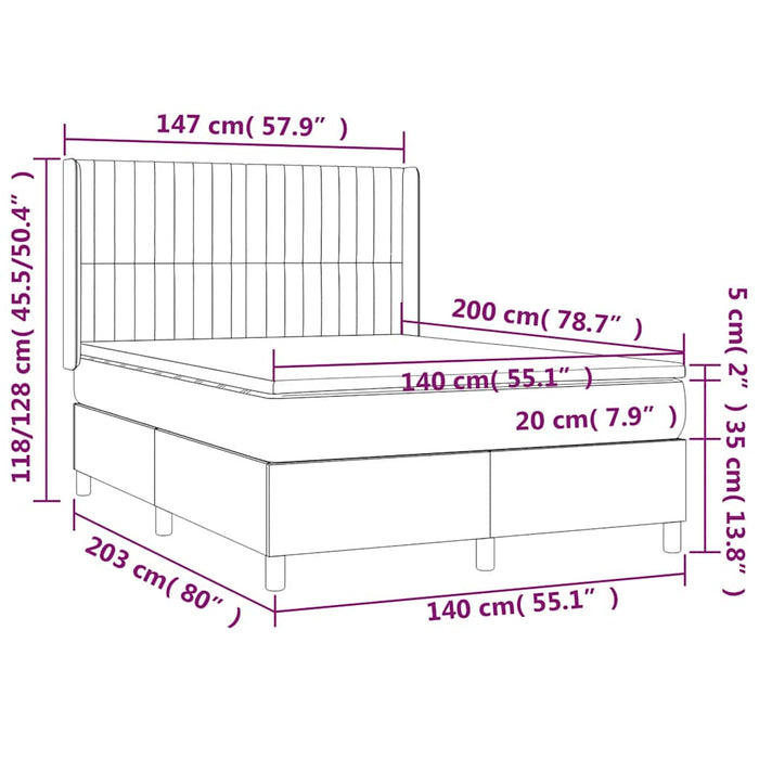 Pat box spring cu saltea, negru, 140x200 cm, textil - WALTI WALTI