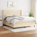 Pat box spring cu saltea, crem, 160x200 cm, material textil - WALTI WALTI