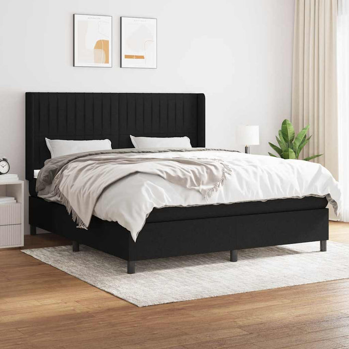 Pat box spring cu saltea, negru, 180x200 cm, catifea - WALTI WALTI