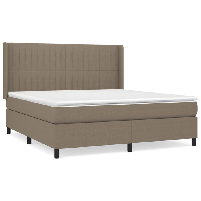 Pat continental cu saltea, gri taupe, 180x200 cm, textil WALTI