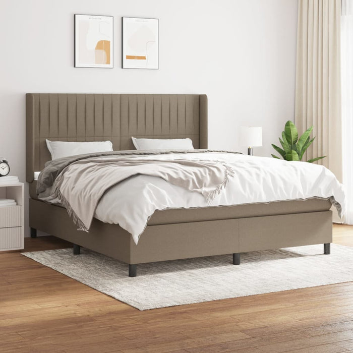 Pat continental cu saltea, gri taupe, 180x200 cm, textil WALTI