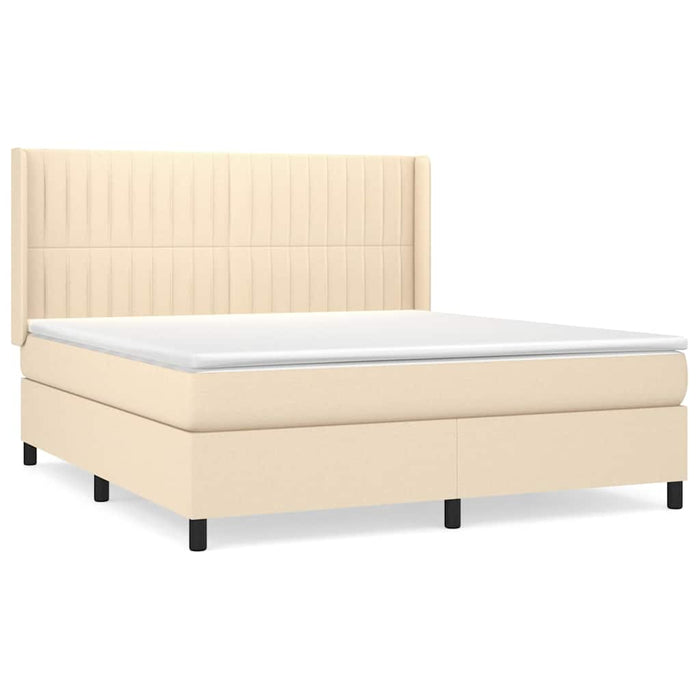 Pat continental cu saltea, crem, 180x200 cm, textil WALTI