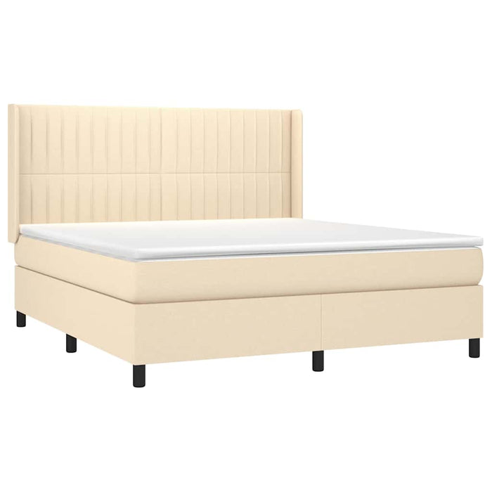 Pat continental cu saltea, crem, 180x200 cm, textil WALTI