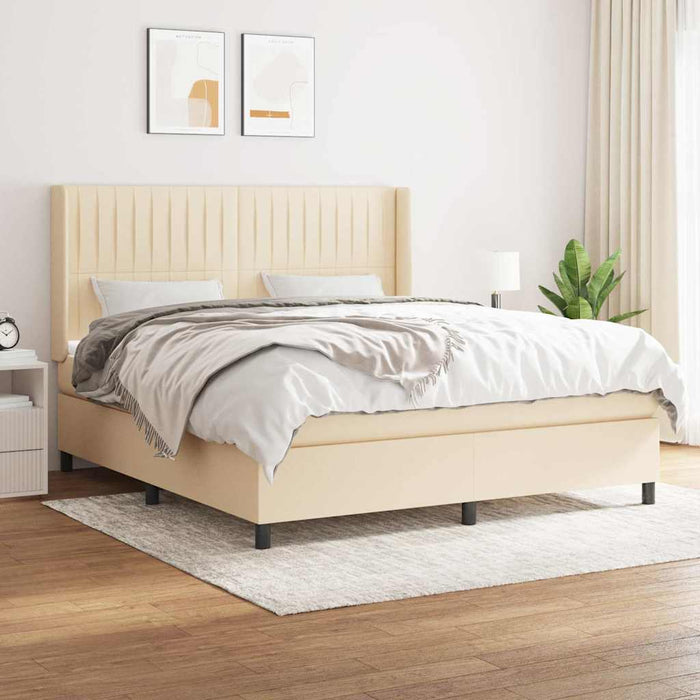 Pat continental cu saltea, crem, 180x200 cm, textil WALTI