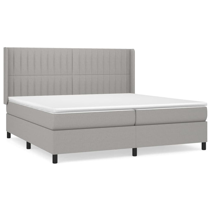Pat box spring cu saltea, gri deschis, 200x200 cm, textil - WALTI WALTI
