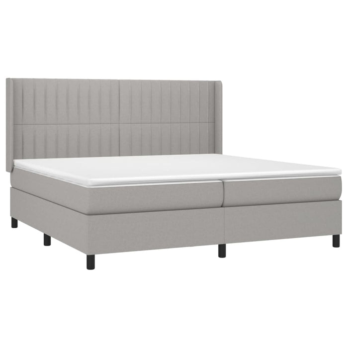 Pat box spring cu saltea, gri deschis, 200x200 cm, textil - WALTI WALTI