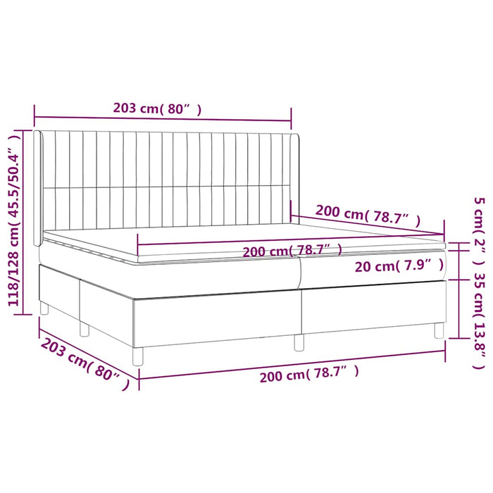 Pat box spring cu saltea, negru, 200x200 cm, textil - WALTI WALTI