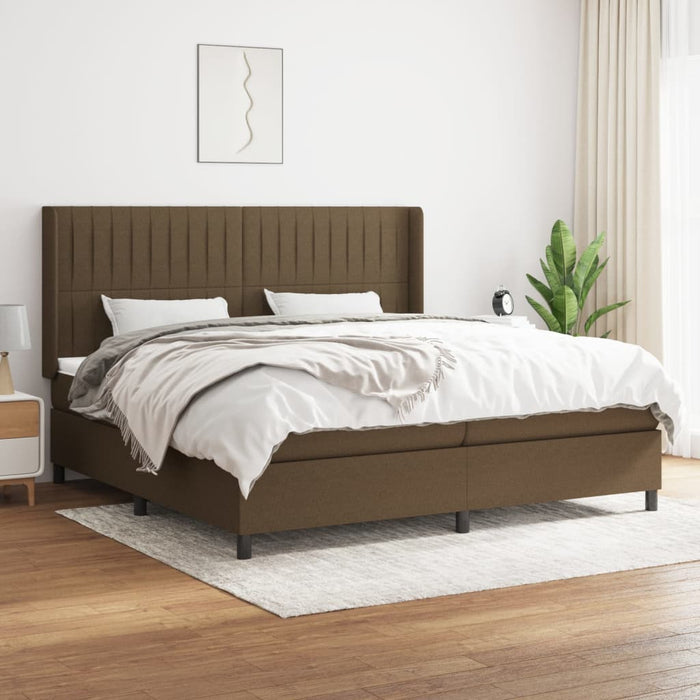 Pat box spring cu saltea, maro închis, 200x200 cm, textil - WALTI WALTI