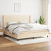 Pat box spring cu saltea, crem, 200x200 cm, textil - WALTI WALTI