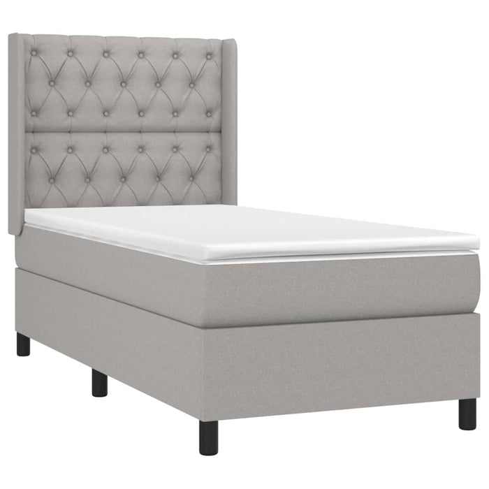 Pat continental cu saltea, gri deschis, 80x200 cm, textil WALTI
