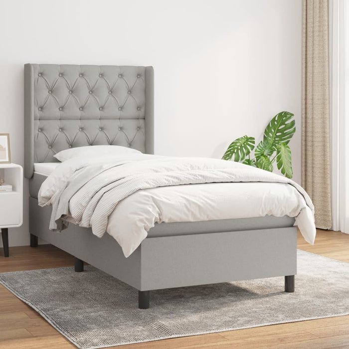 Pat continental cu saltea, gri deschis, 80x200 cm, textil WALTI