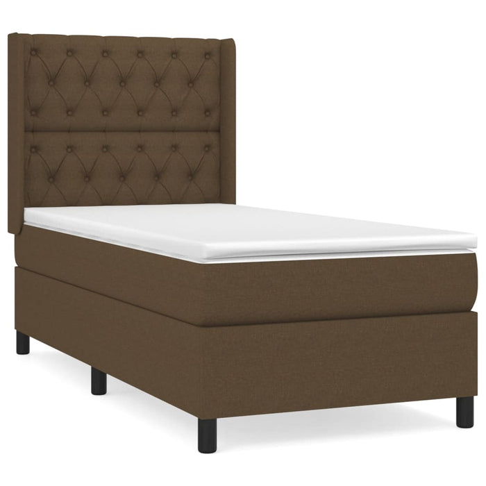 Pat box spring cu saltea, maro închis, 80x200 cm, textil - WALTI WALTI