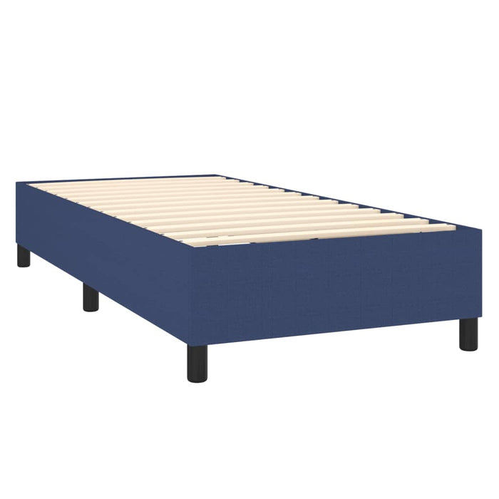Pat box spring cu saltea, albastru, 90x190 cm, textil - WALTI WALTI