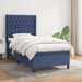 Pat box spring cu saltea, albastru, 90x190 cm, textil - WALTI WALTI