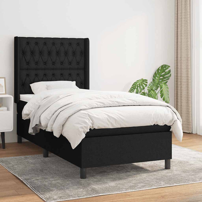 Pat box spring cu saltea, negru, 100x200 cm, textil - WALTI WALTI