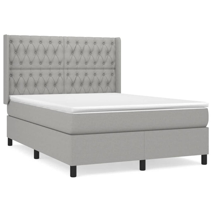 Pat box spring cu saltea, gri deschis, 140x190 cm, textil - WALTI WALTI