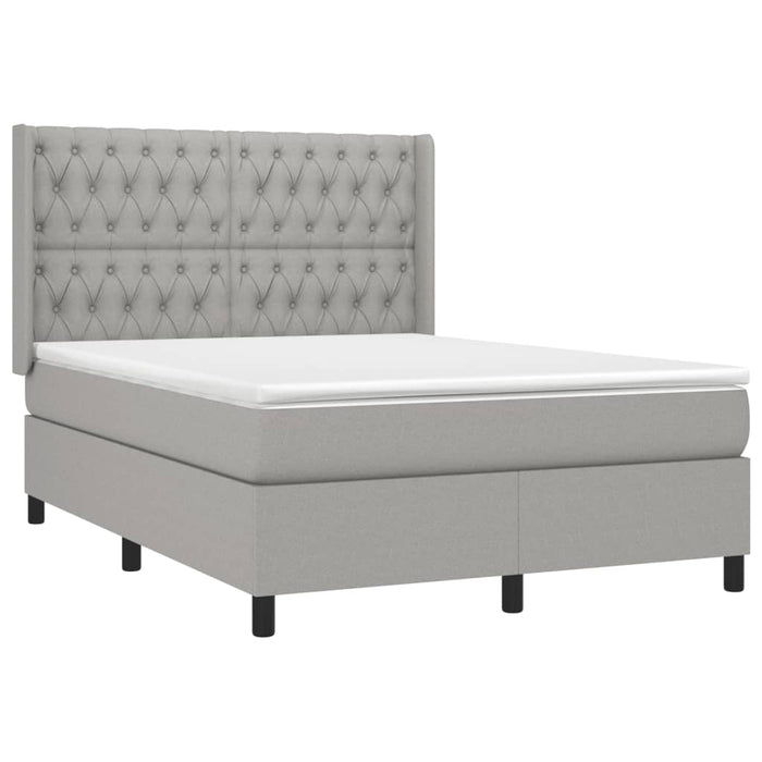Pat box spring cu saltea, gri deschis, 140x190 cm, textil - WALTI WALTI
