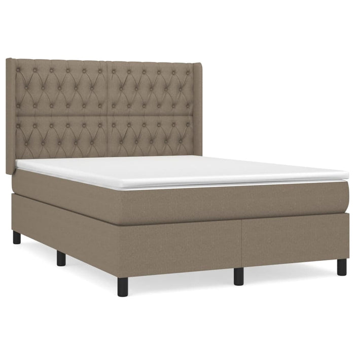 Pat box spring cu saltea, gri taupe, 140x200 cm, textil - WALTI WALTI