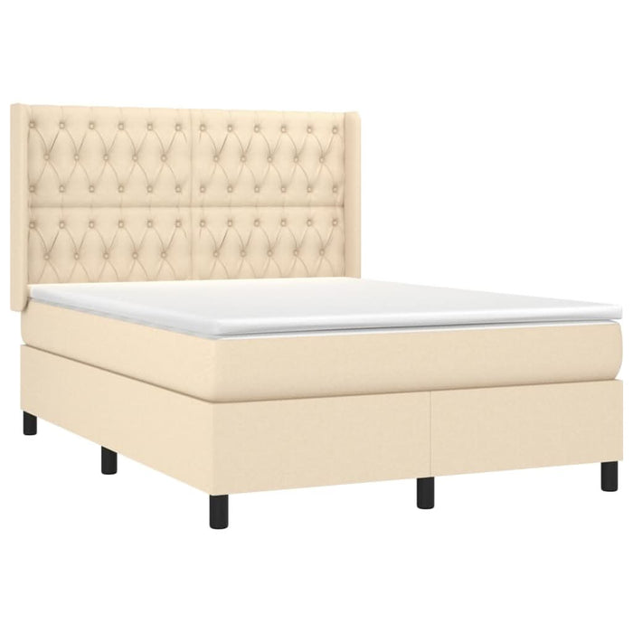 Pat box spring cu saltea, crem, 140x200 cm, textil - WALTI WALTI
