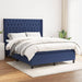 Pat box spring cu saltea, albastru, 140x200 cm, textil - WALTI WALTI