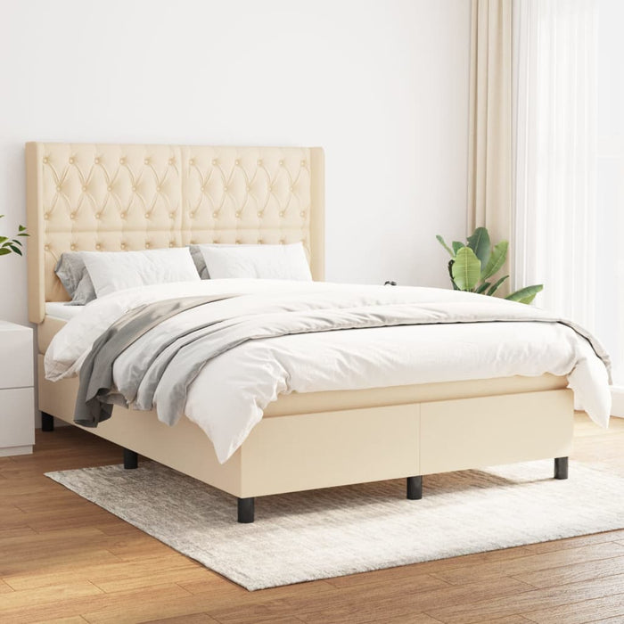 Pat continental cu saltea, crem, 140x200 cm, material textil - WALTI WALTI