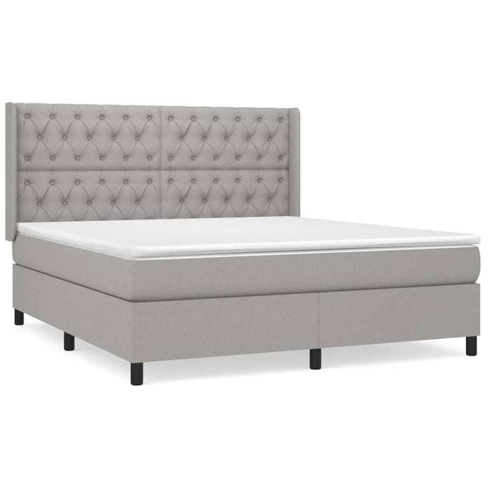 Pat continental cu saltea, gri deschis, 160x200 cm, textil WALTI