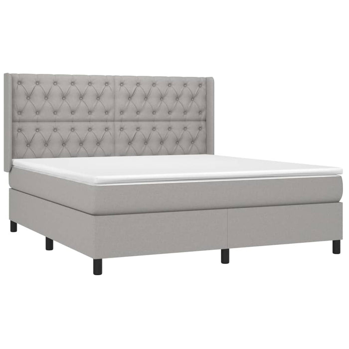 Pat continental cu saltea, gri deschis, 160x200 cm, textil WALTI