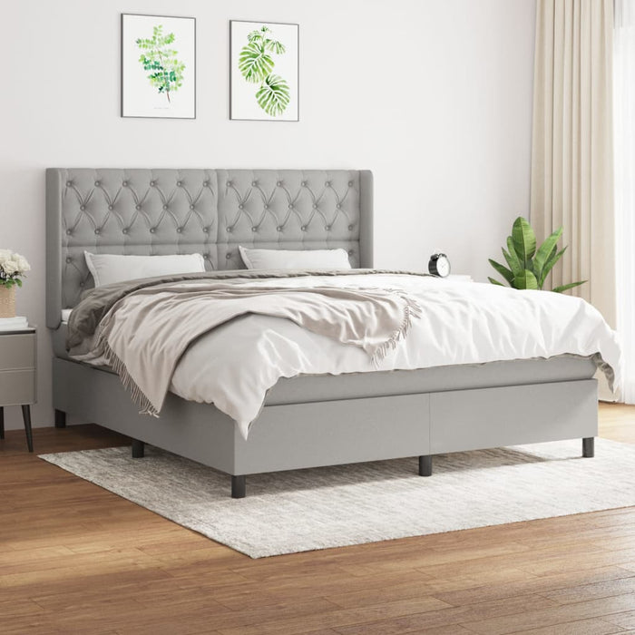 Pat continental cu saltea, gri deschis, 160x200 cm, textil WALTI