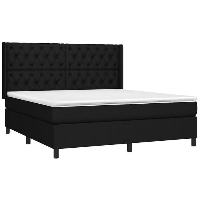 Pat box spring cu saltea, negru, 160x200 cm, textil - WALTI WALTI