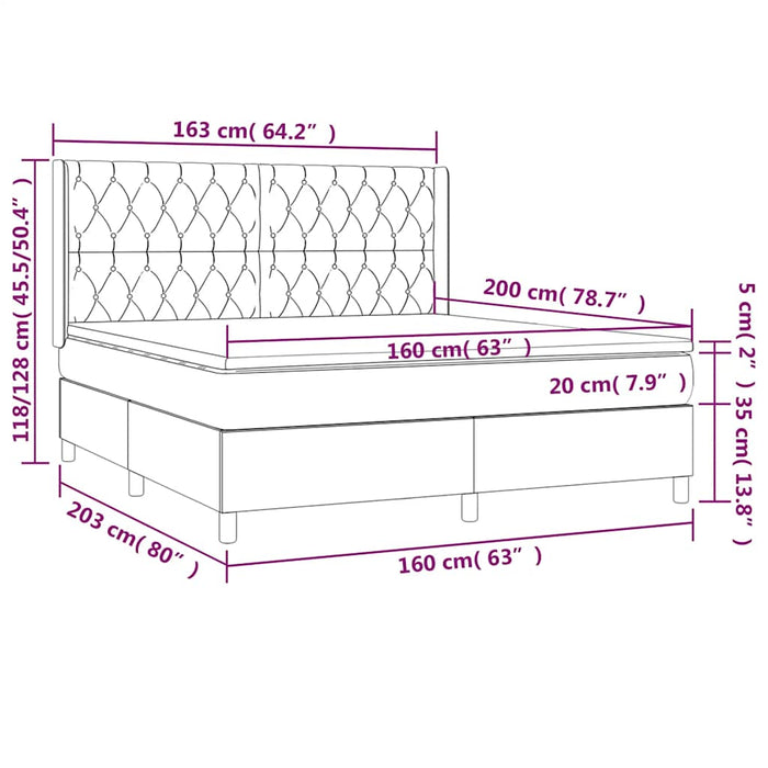 Pat box spring cu saltea, negru, 160x200 cm, textil - WALTI WALTI