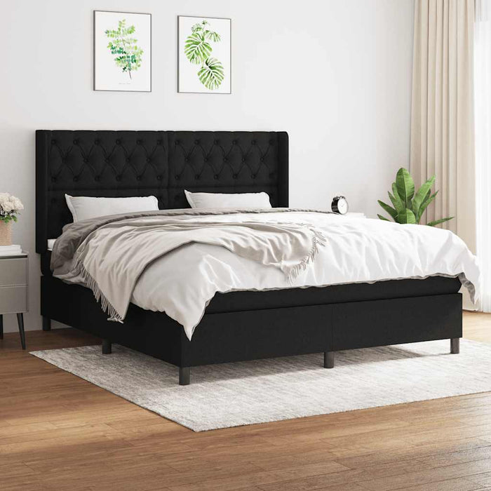 Pat box spring cu saltea, negru, 160x200 cm, textil - WALTI WALTI