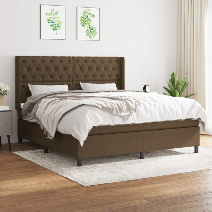 Pat box spring cu saltea, maro închis, 160x200 cm, textil - WALTI WALTI