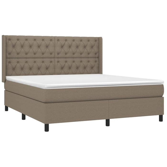 Pat box spring cu saltea, gri taupe, 160x200 cm material textil - WALTI WALTI
